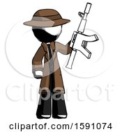 Poster, Art Print Of Ink Detective Man Holding Automatic Gun