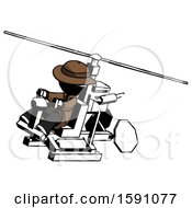 Poster, Art Print Of Ink Detective Man Flying In Gyrocopter Front Side Angle Top View