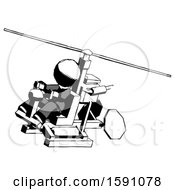 Poster, Art Print Of Ink Clergy Man Flying In Gyrocopter Front Side Angle Top View