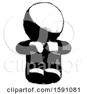 Poster, Art Print Of Ink Clergy Man Sitting With Head Down Facing Forward