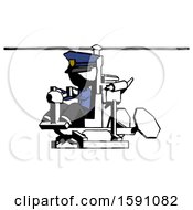 Poster, Art Print Of Ink Police Man Flying In Gyrocopter Front Side Angle View