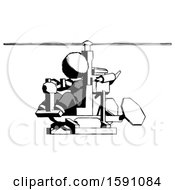 Poster, Art Print Of Ink Clergy Man Flying In Gyrocopter Front Side Angle View