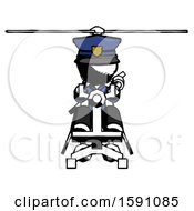 Poster, Art Print Of Ink Police Man Flying In Gyrocopter Front View