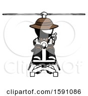 Ink Detective Man Flying In Gyrocopter Front View