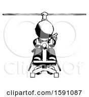Poster, Art Print Of Ink Clergy Man Flying In Gyrocopter Front View