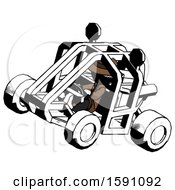 Poster, Art Print Of Ink Detective Man Riding Sports Buggy Side Top Angle View