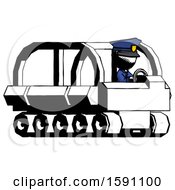 Ink Police Man Driving Amphibious Tracked Vehicle Side Angle View