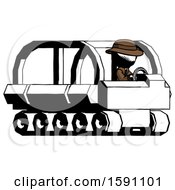 Poster, Art Print Of Ink Detective Man Driving Amphibious Tracked Vehicle Side Angle View