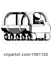Poster, Art Print Of Ink Clergy Man Driving Amphibious Tracked Vehicle Side Angle View
