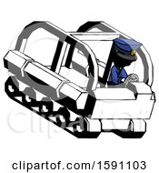 Poster, Art Print Of Ink Police Man Driving Amphibious Tracked Vehicle Top Angle View