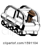 Poster, Art Print Of Ink Detective Man Driving Amphibious Tracked Vehicle Top Angle View