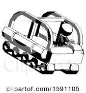 Poster, Art Print Of Ink Clergy Man Driving Amphibious Tracked Vehicle Top Angle View
