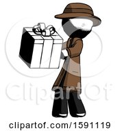 Poster, Art Print Of Ink Detective Man Presenting A Present With Large Red Bow On It