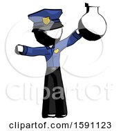 Poster, Art Print Of Ink Police Man Holding Large Round Flask Or Beaker