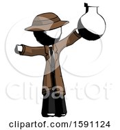Poster, Art Print Of Ink Detective Man Holding Large Round Flask Or Beaker