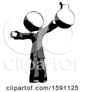 Ink Clergy Man Holding Large Round Flask Or Beaker