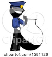 Poster, Art Print Of Ink Police Man Standing Beside Large Round Flask Or Beaker