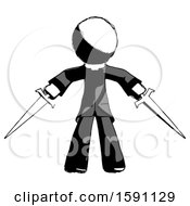 Poster, Art Print Of Ink Clergy Man Two Sword Defense Pose