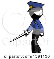 Ink Police Man With Sword Walking Confidently