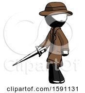 Poster, Art Print Of Ink Detective Man With Sword Walking Confidently