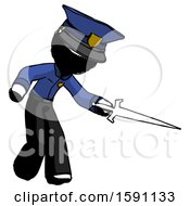 Poster, Art Print Of Ink Police Man Sword Pose Stabbing Or Jabbing