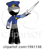 Ink Police Man Holding Sword In The Air Victoriously