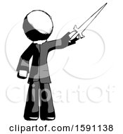 Poster, Art Print Of Ink Clergy Man Holding Sword In The Air Victoriously