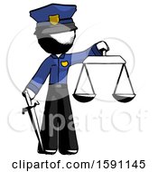 Poster, Art Print Of Ink Police Man Justice Concept With Scales And Sword Justicia Derived