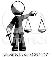Poster, Art Print Of Ink Clergy Man Justice Concept With Scales And Sword Justicia Derived