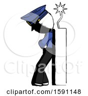Poster, Art Print Of Ink Police Man Leaning Against Dynimate Large Stick Ready To Blow