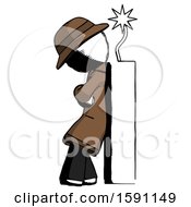 Poster, Art Print Of Ink Detective Man Leaning Against Dynimate Large Stick Ready To Blow