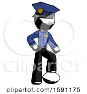 Ink Police Man Standing With Foot On Football