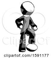 Ink Clergy Man Standing With Foot On Football