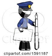 Poster, Art Print Of Ink Police Man Holding Large Envelope And Calligraphy Pen