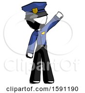 Ink Police Man Waving Emphatically With Left Arm