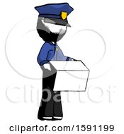 Poster, Art Print Of Ink Police Man Holding Package To Send Or Recieve In Mail