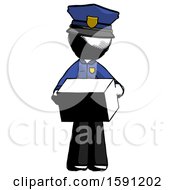 Poster, Art Print Of Ink Police Man Holding Box Sent Or Arriving In Mail