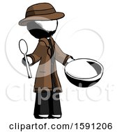 Poster, Art Print Of Ink Detective Man With Empty Bowl And Spoon Ready To Make Something