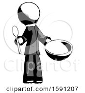 Poster, Art Print Of Ink Clergy Man With Empty Bowl And Spoon Ready To Make Something
