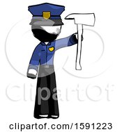 Poster, Art Print Of Ink Police Man Holding Up Red Firefighters Ax