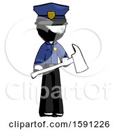 Poster, Art Print Of Ink Police Man Holding Red Fire Fighters Ax