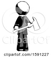 Poster, Art Print Of Ink Clergy Man Holding Red Fire Fighters Ax