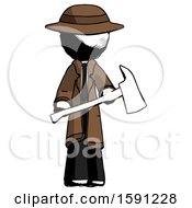 Ink Detective Man Holding Red Fire Fighters Ax