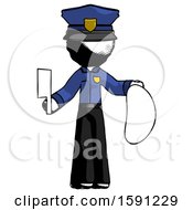 Poster, Art Print Of Ink Police Man Holding Large Steak With Butcher Knife