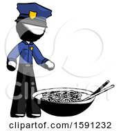 Poster, Art Print Of Ink Police Man And Noodle Bowl Giant Soup Restaraunt Concept