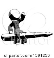 Poster, Art Print Of Ink Clergy Man Riding A Pen Like A Giant Rocket