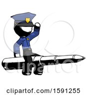 Poster, Art Print Of Ink Police Man Riding A Pen Like A Giant Rocket