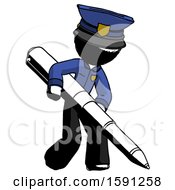 Poster, Art Print Of Ink Police Man Writing With A Really Big Pen