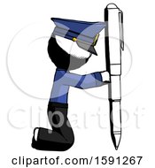 Poster, Art Print Of Ink Police Man Posing With Giant Pen In Powerful Yet Awkward Manner