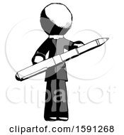 Poster, Art Print Of Ink Clergy Man Posing Confidently With Giant Pen